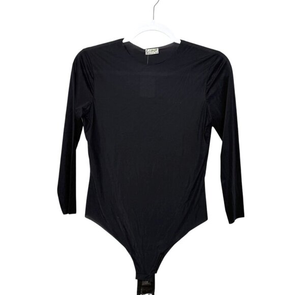 Free People Intimately Sheer Long Sleeve Body Suit Women M Black Stretch NWT - Picture 1 of 10